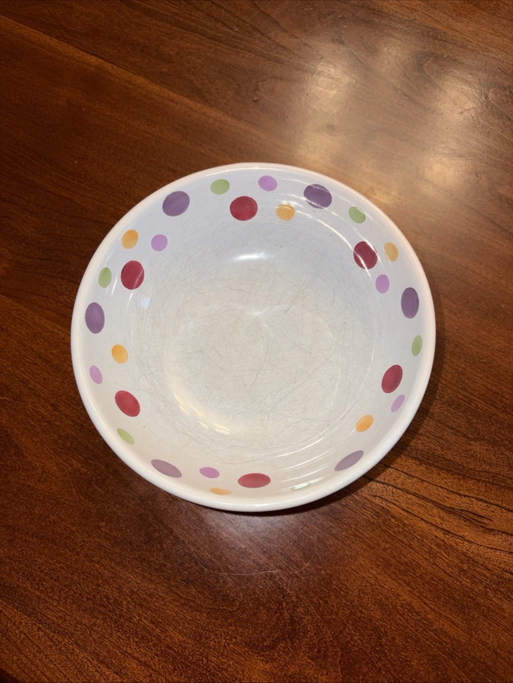 Pampered Chef 6inch cereal bowls  set of 2 with Multicolor Dot Accent